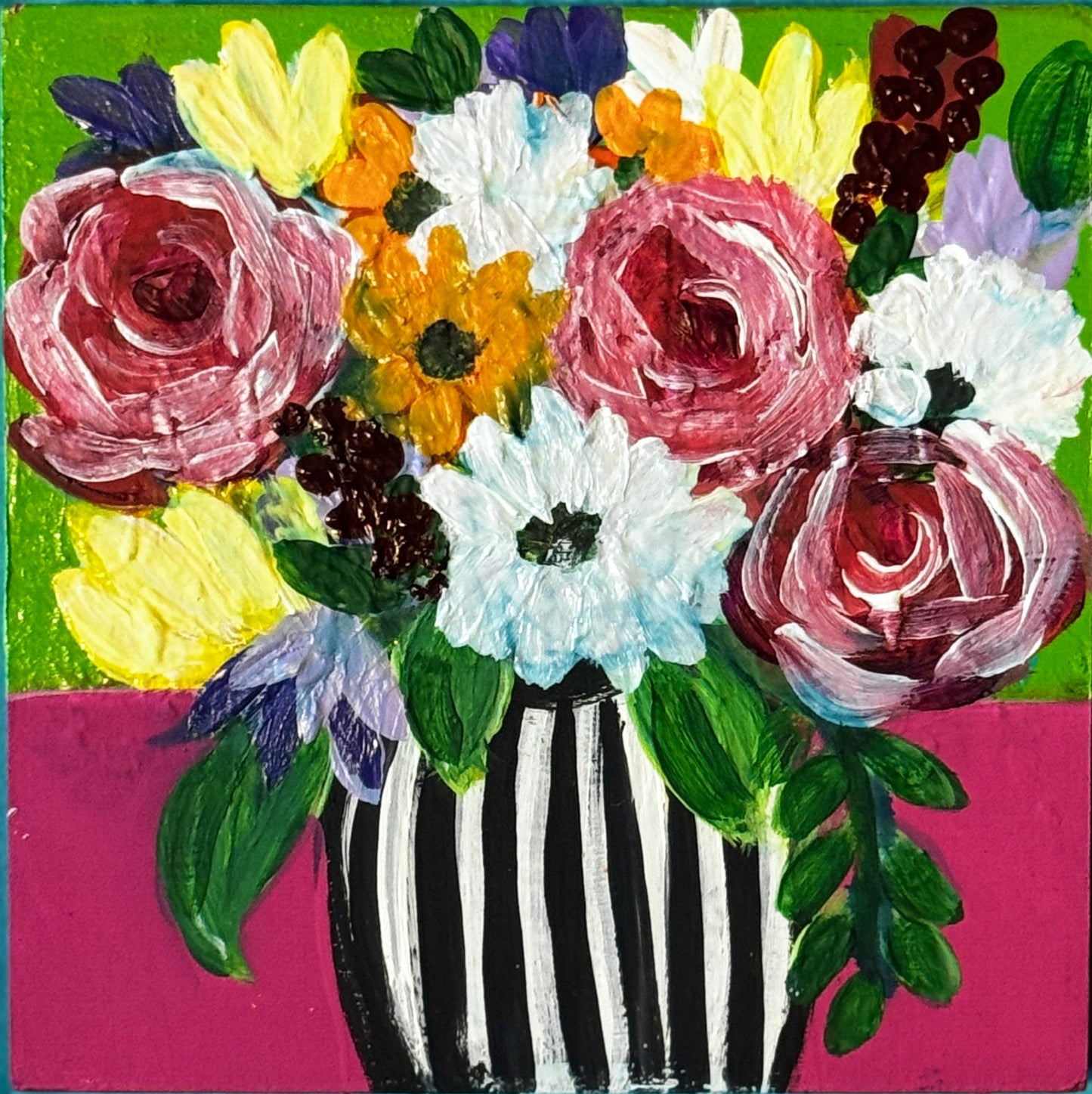 wood panel. 5 x 5 paintings